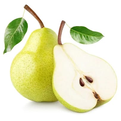 Fresh green pear whole and sliced
